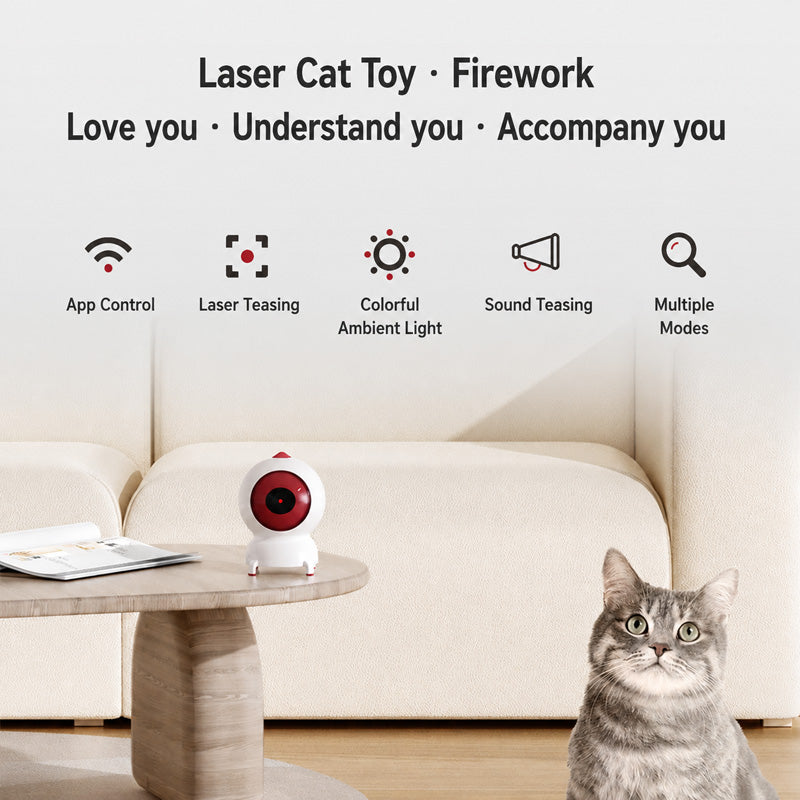 Smart Laser Cat Toy – App-Controlled Interactive Teaser with Auto Mode, Sound & Colorful Lights for Indoor Cats