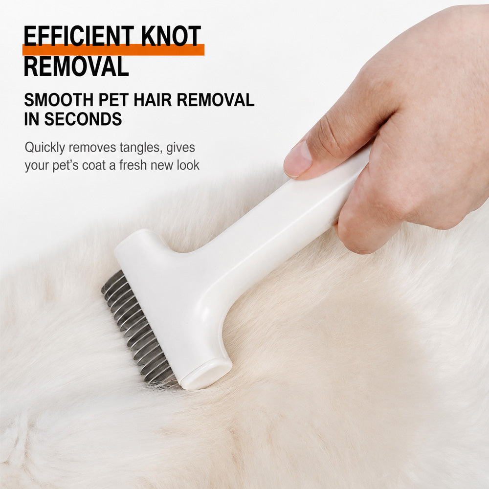 Pet De-Shedding Comb – Stainless Steel Knot Remover for Cats & Dogs, Gentle on Skin & Easy to Hold