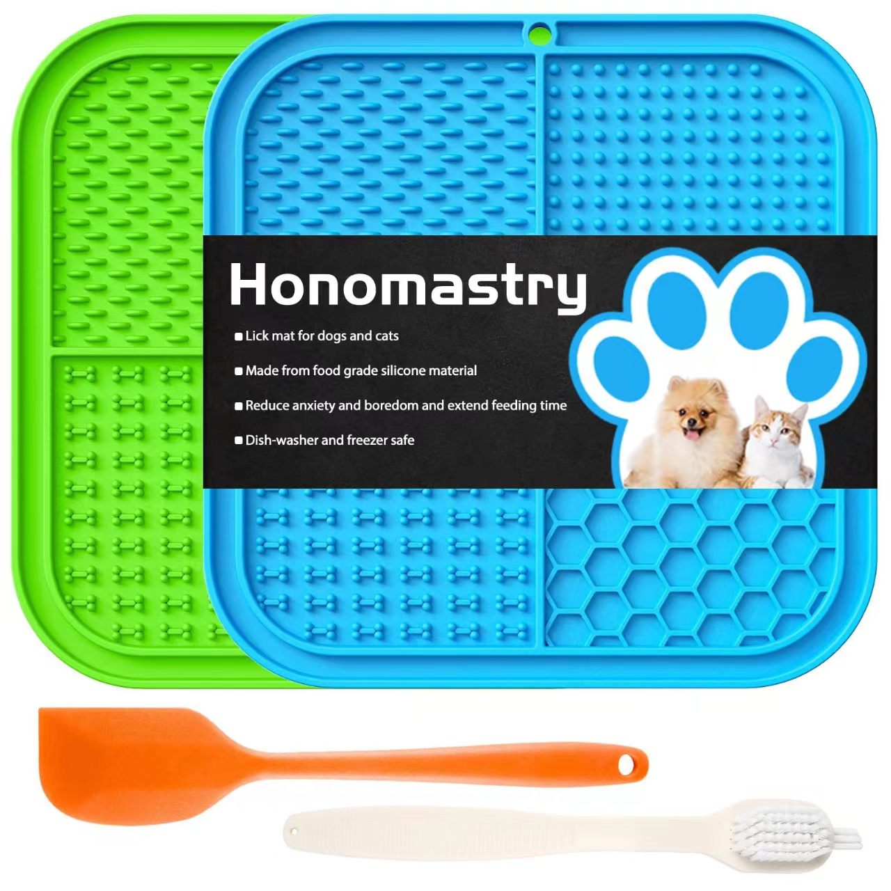 LUKITO Lick Mat for Dogs & Cats 2 Pack with Suction Cups, Dog Lick Mat for Anxiety Relief, Dog Toys to Keep Them Busy, Peanut Butter Licking Pad for Boredom Reducer, Perfect for Bathing Grooming