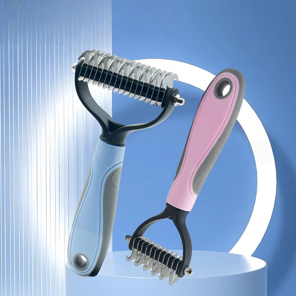 Pet comb (double-sided, with detachable teeth), stainless steel cat and dog comb, cleaning and grooming brush, fur removal comb, pet brush.