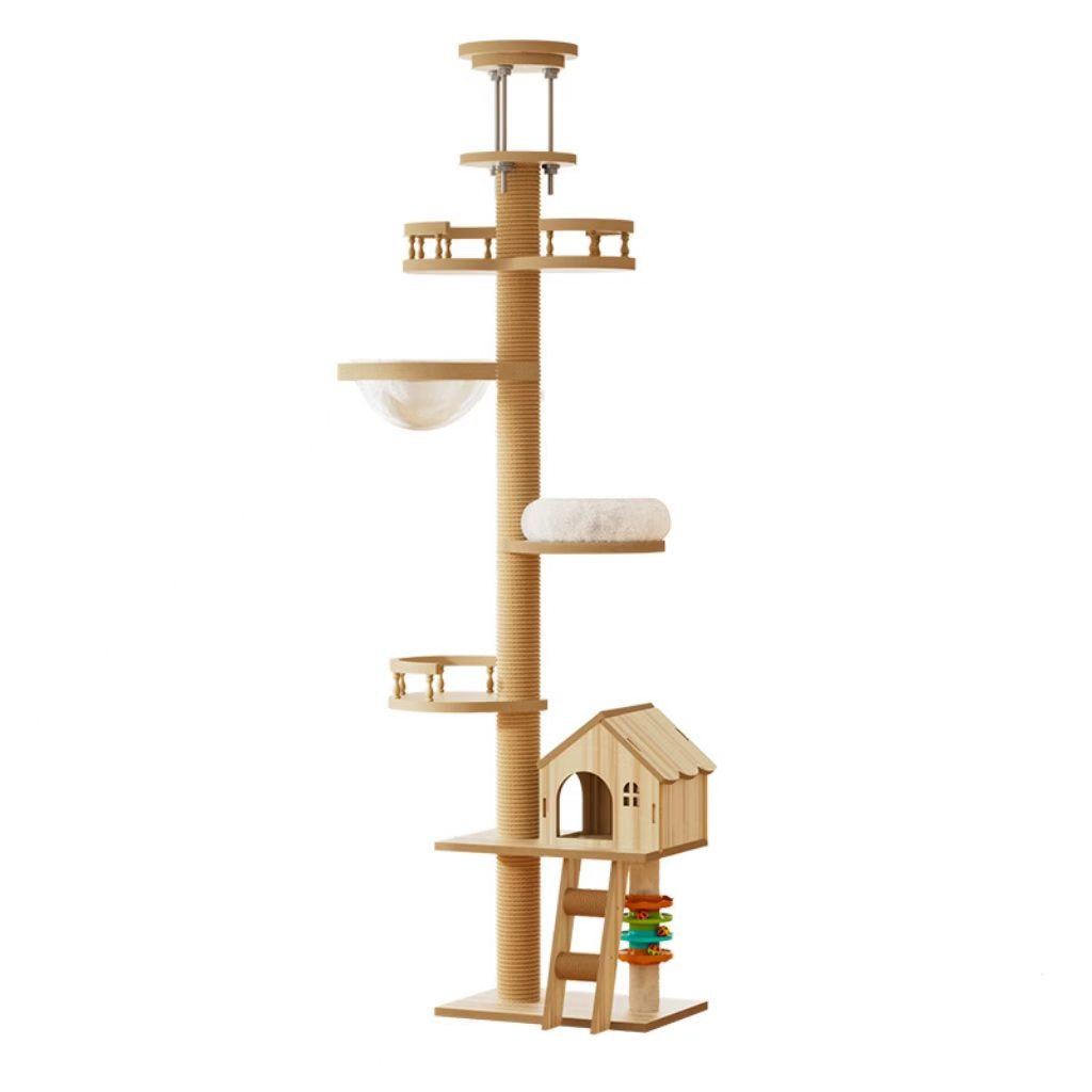 Tongtianzhu Cat Climbing Rack (Cat Toy, Cat Scratching Board, Solid Wood, Non-Occupying Space, Reinforced and Stable, Standing Tall and Firm)