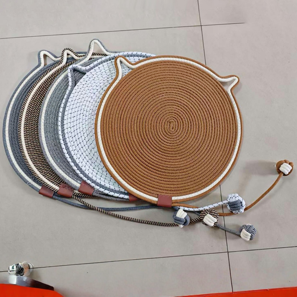 Cross-border cat scratching pad mat, durable, cat claw-grinding woven cotton rope pet accessory toy, suitable for all seasons, sleeping mat.