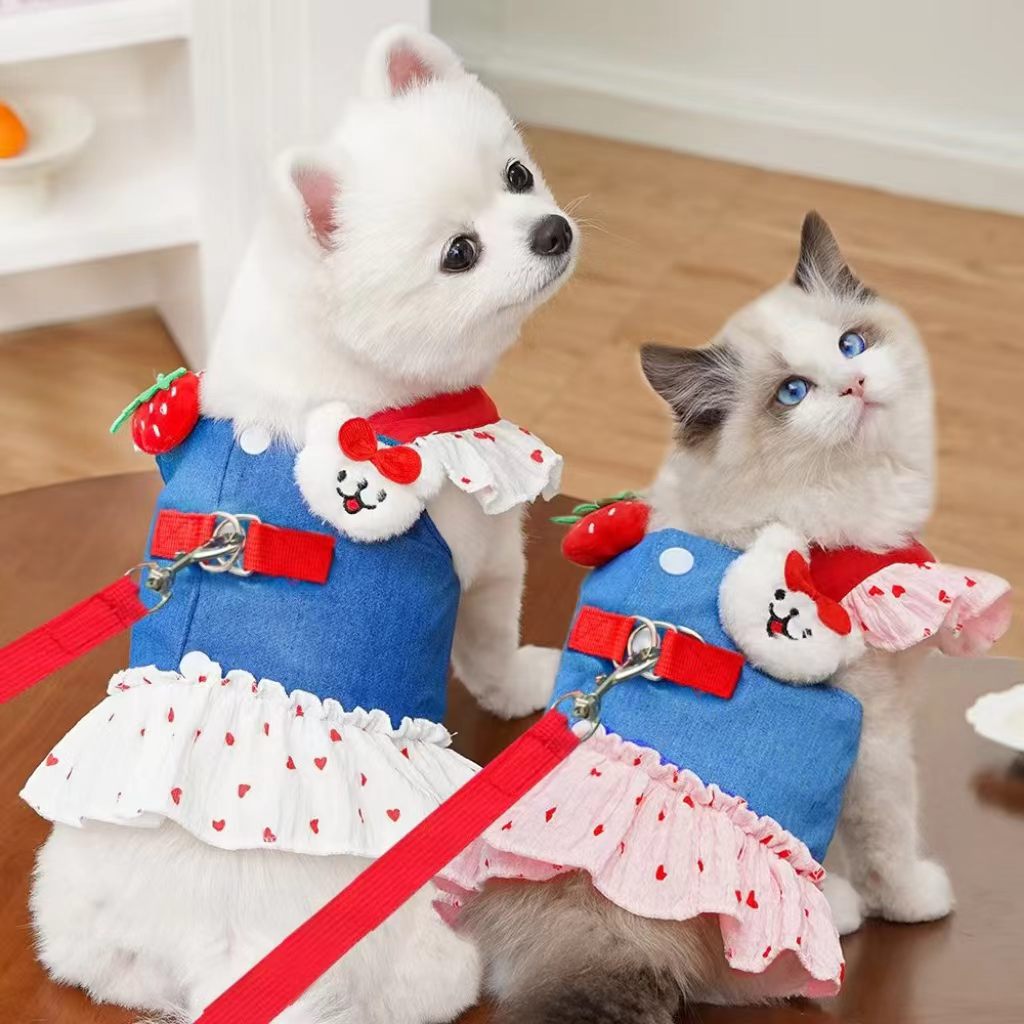 Original chest and back strap pet dog/cat clothing (Teddy, Pomeranian, French Bulldog, Schnauzer, cat dress, dog accessories)