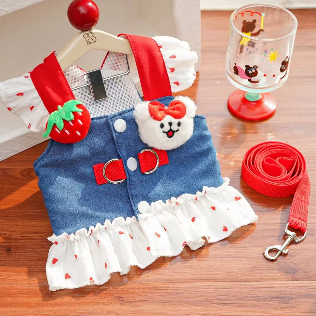 Original chest and back strap pet dog/cat clothing (Teddy, Pomeranian, French Bulldog, Schnauzer, cat dress, dog accessories)