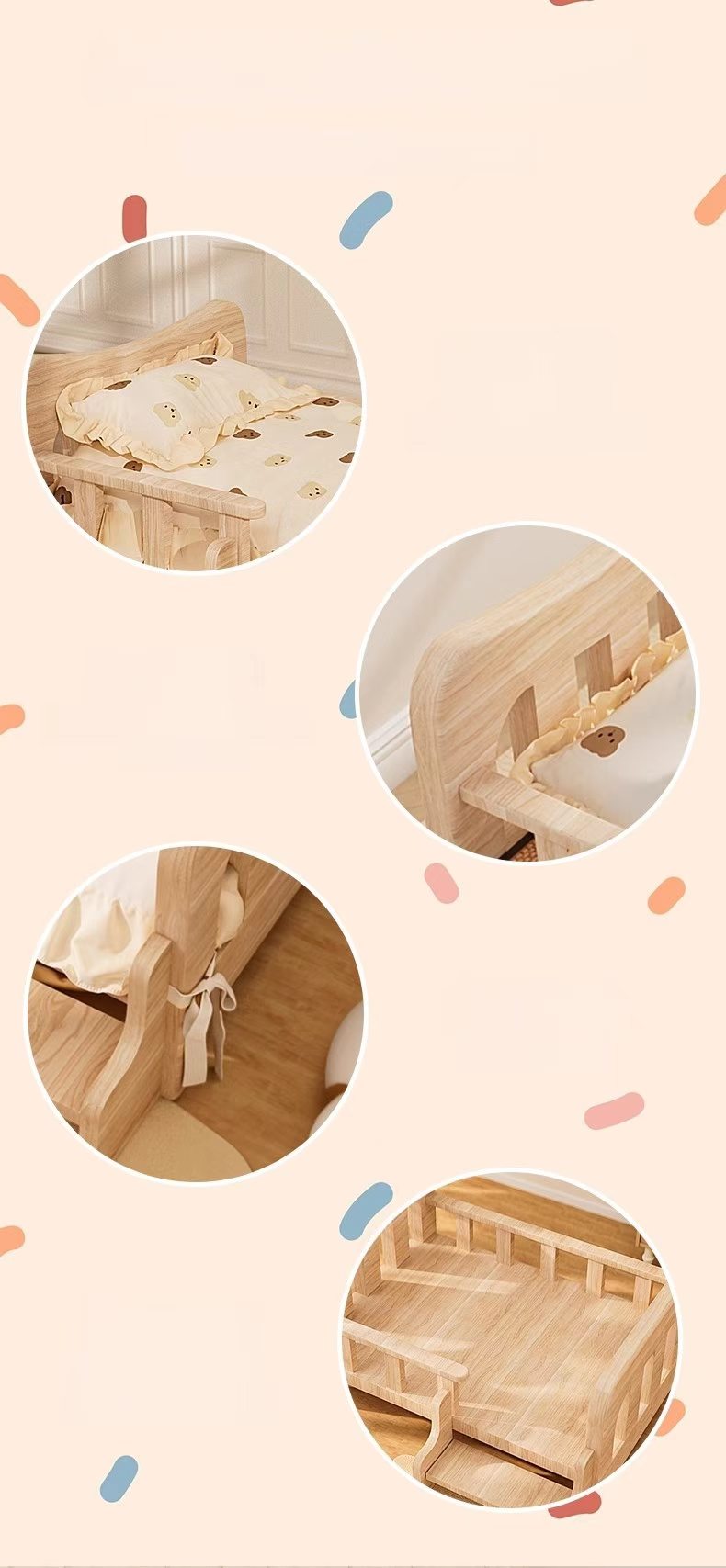 Full wooden dog bed / dog house, suitable for all seasons, dog bed for small to medium-sized dogs (e.g., Teddy, Pomeranian), pet sleeping sofa that is elevated off the ground.