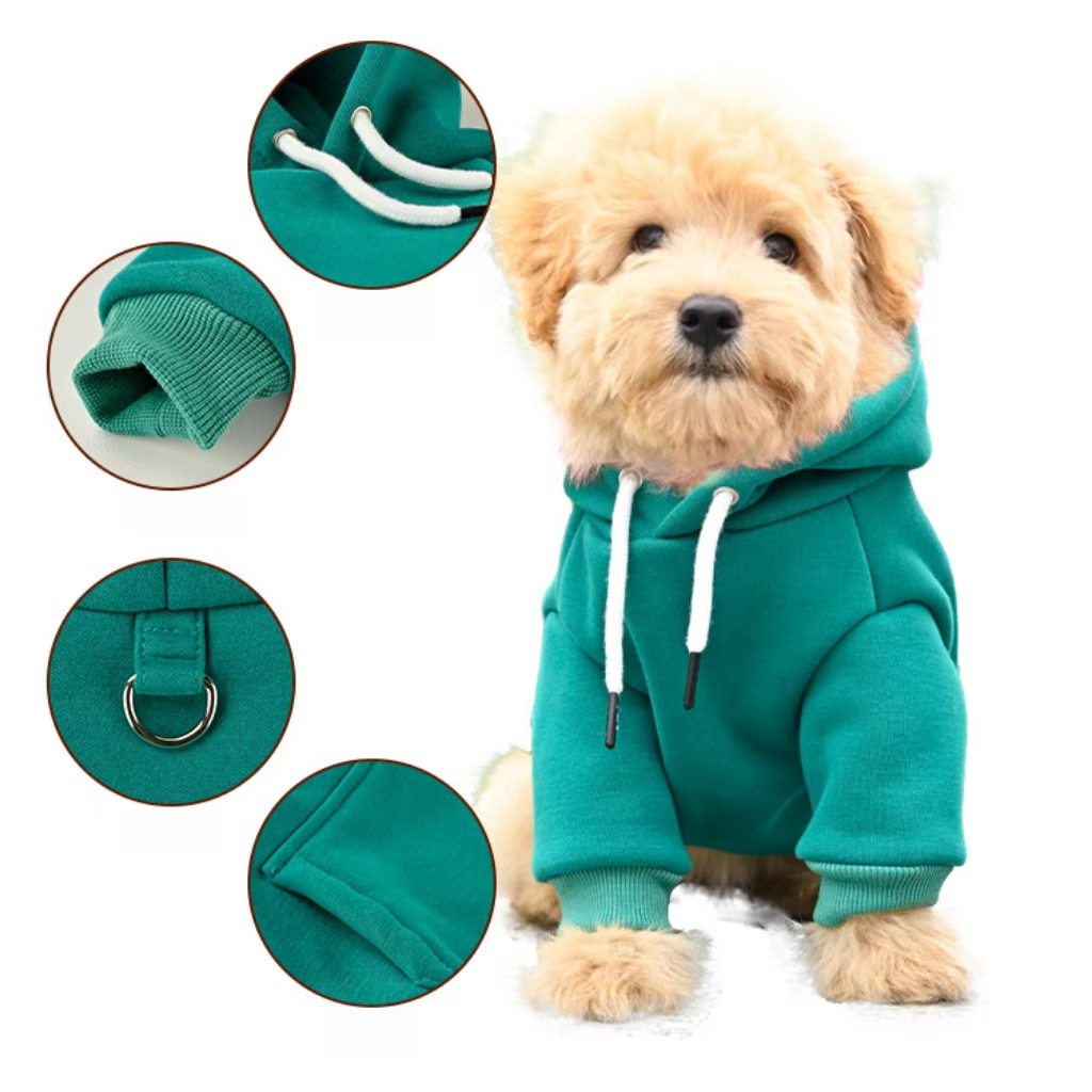 New style hooded cross-border pet sweatshirt – suitable for small to medium-sized dogs (e.g., Teddy or Pomeranian breeds) in autumn and winter (with lining).