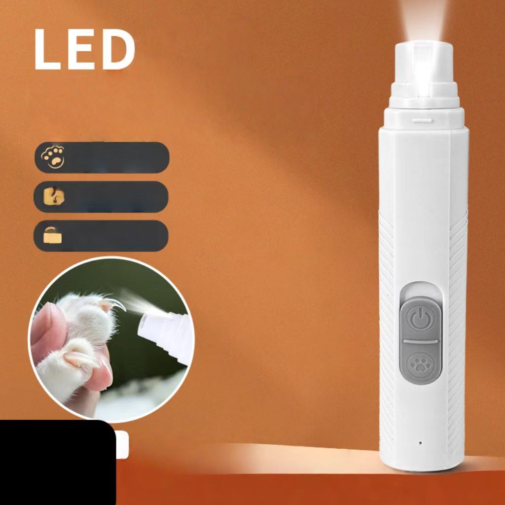 Charging-enabled LED pet nail grinder, electric cat and dog grooming tool, high-power nail clipper/scissors, pet nail grinder.