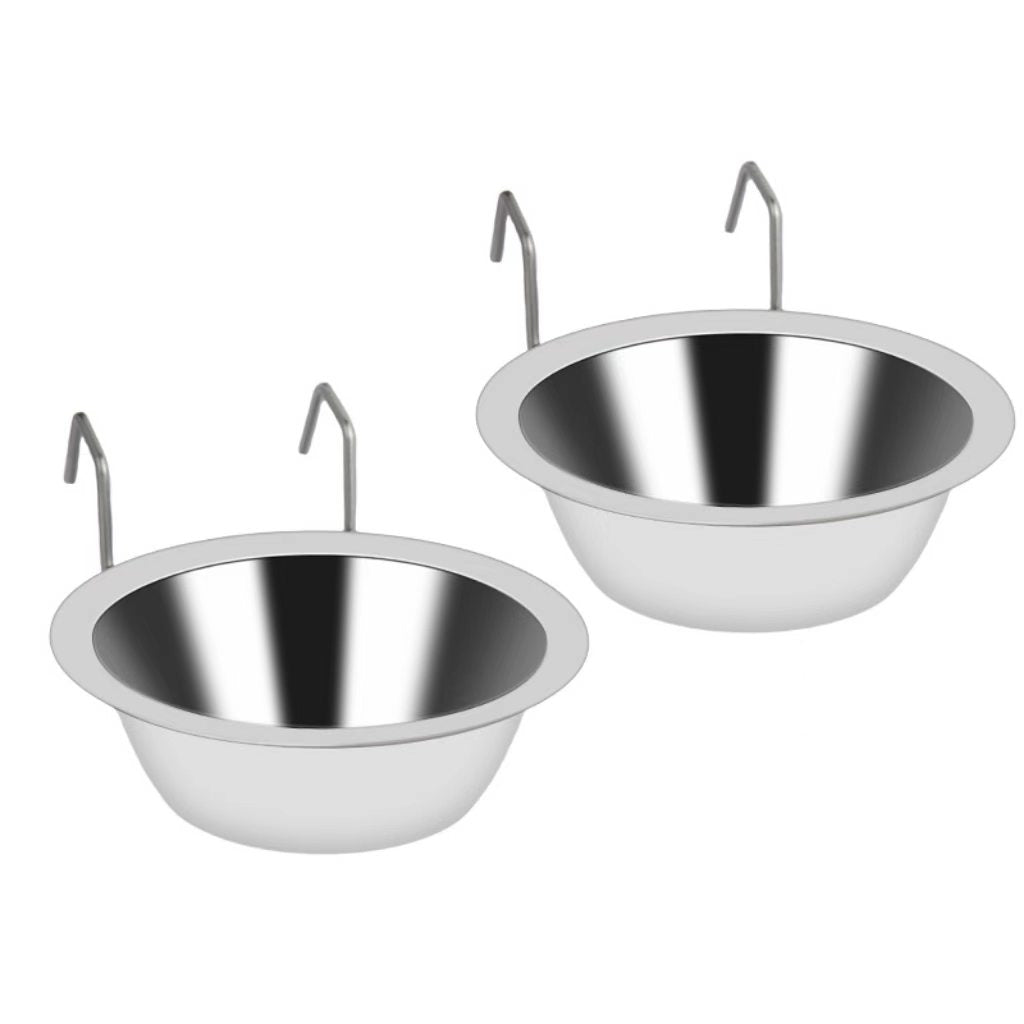 Fri4Free 2PCS Kennel Water Bowl Hanging,Stainless Steel Puppy Bowls for Small Dog Cage,Kennel, Crate, Catio Accessories,Dog Crate Water Bowl Dish Feeder Food Holder No Spill(8oz/1cup)