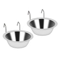 Fri4Free 2PCS Kennel Water Bowl Hanging,Stainless Steel Puppy Bowls for Small Dog Cage,Kennel, Crate, Catio Accessories,Dog Crate Water Bowl Dish Feeder Food Holder No Spill(8oz/1cup)