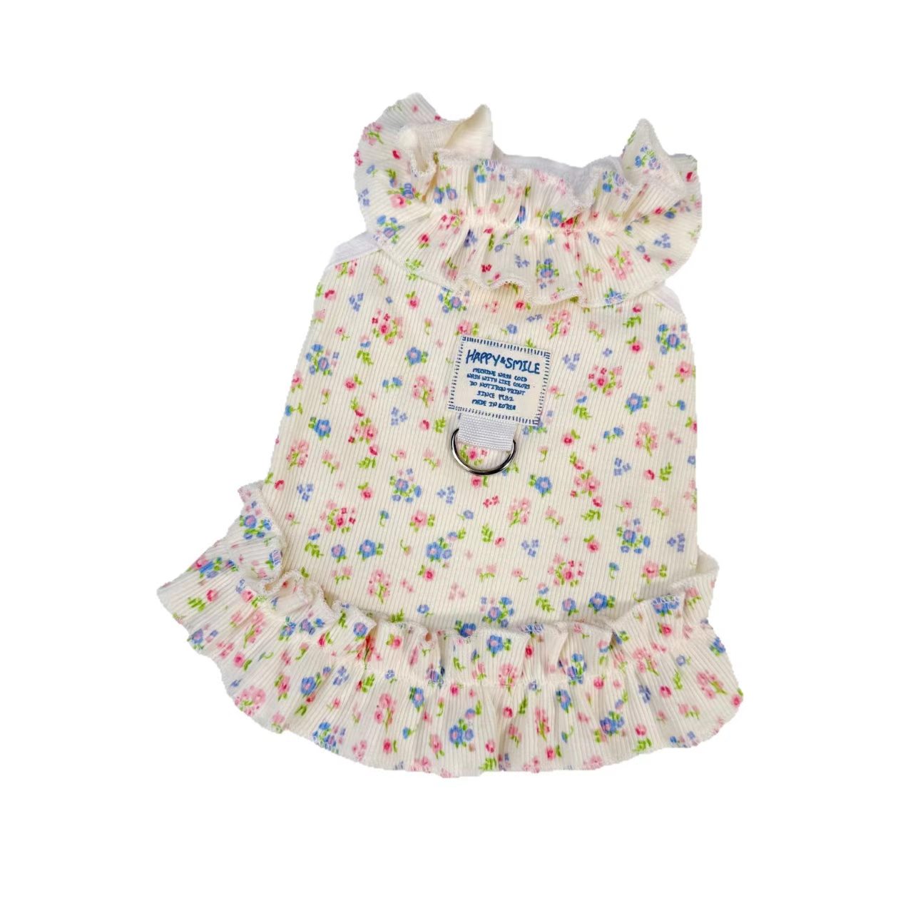 Pet dog and cat clothing, pet fashion, spring/summer floral dress, fresh and cute princess dress, lightweight and breathable Pi Bear style.