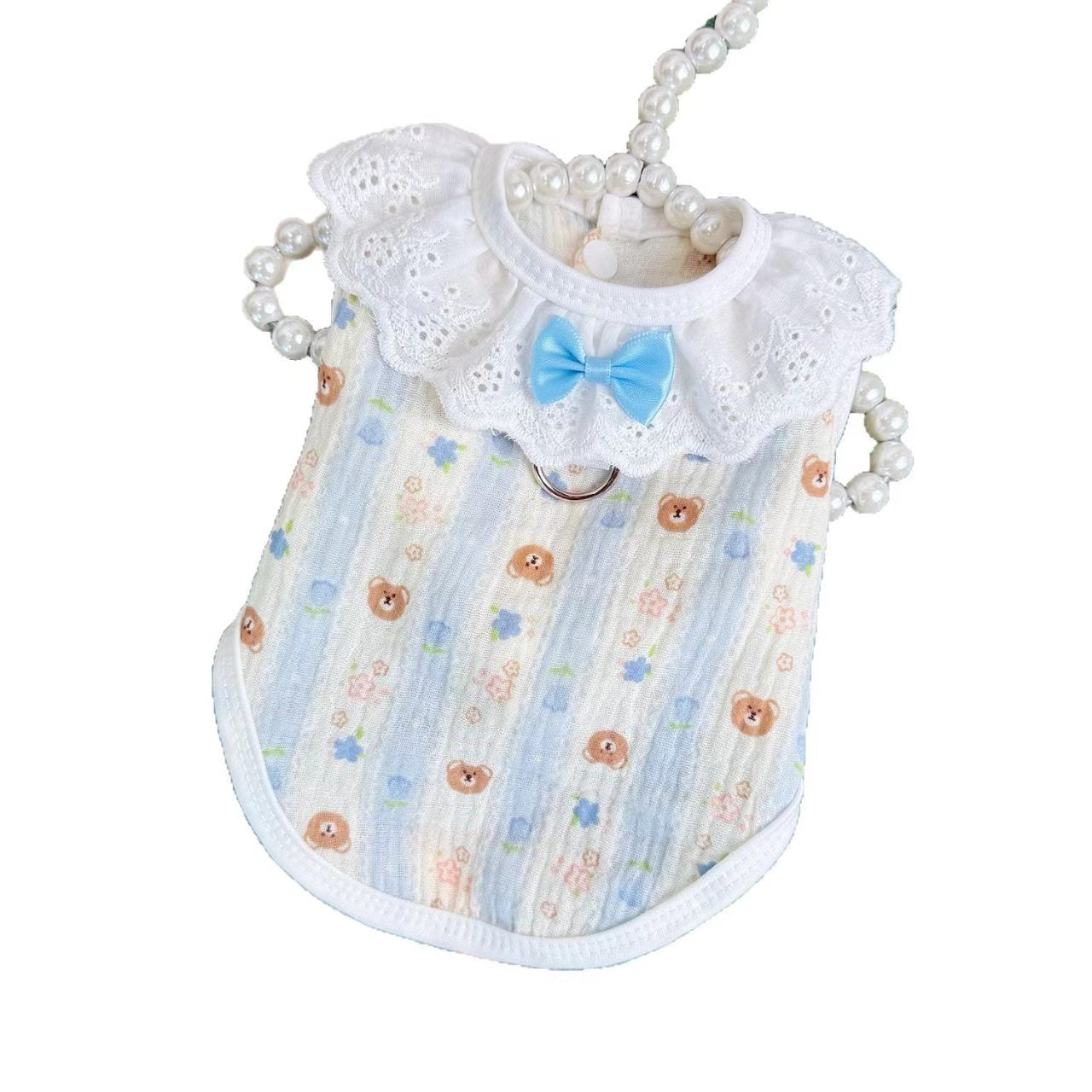 Pet clothing with lace trim, cotton vest, suitable for spring and summer; popular in Japan and South Korea; suitable for cats, bichon frisé dogs; wholesale available.