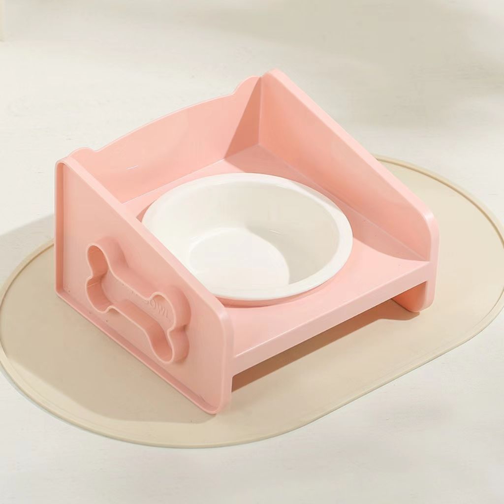 A visually appealing flip-style ceramic pet bowl with a stand – a cute pet bowl made of ceramic, suitable for dogs, anti-tip cat bowl, pet feeding bowl.