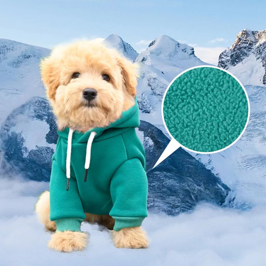 New style hooded cross-border pet sweatshirt – suitable for small to medium-sized dogs (e.g., Teddy or Pomeranian breeds) in autumn and winter (with lining).