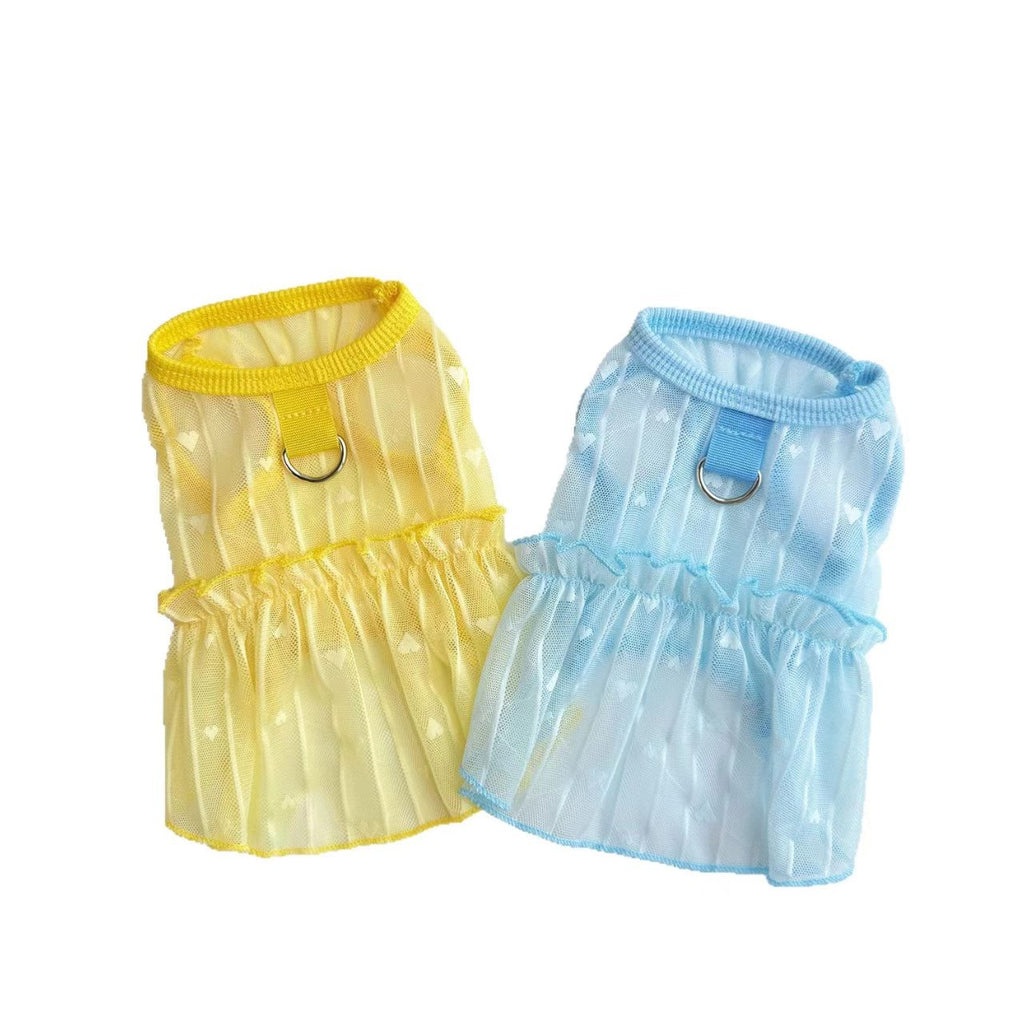 Pet clothing – lace-patterned heart-shaped dress (pet dog outfit, cat summer lightweight breathable and sun-protective, Pomeranian wholesale)