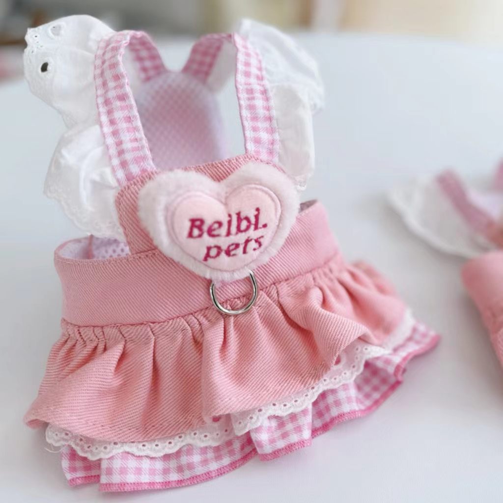 Lightweight pet cat/dog clothing – denim harness skirt, princess-style, suitable for small juvenile puppies (Teddy, Pomeranian, Bichon) – spring/summer outfit.