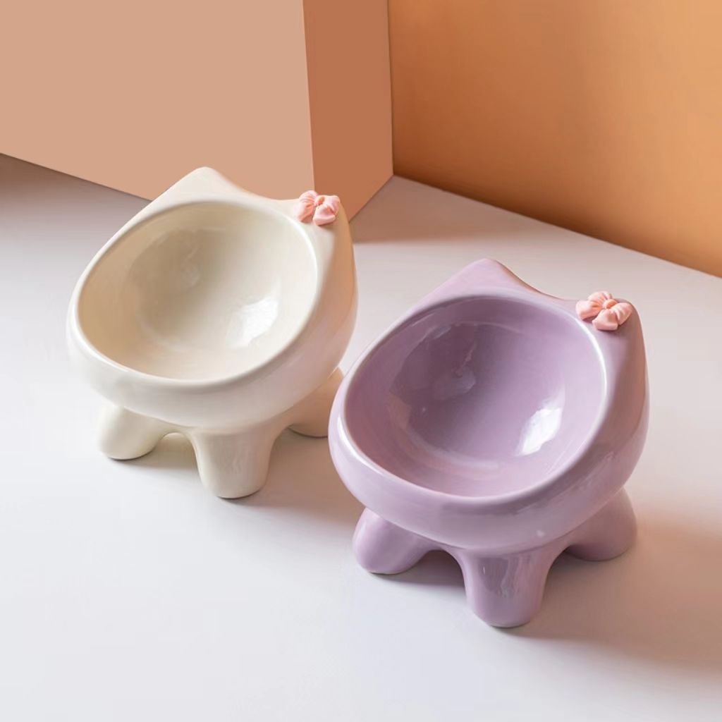 Cute cat bowl (ceramic), cat dish, dog bowl, cat food bowl, cat eating bowl, cat feed bowl, cat basin, pet supplies
