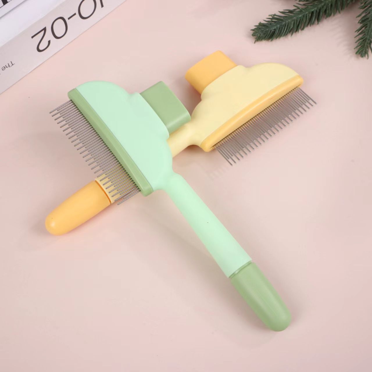 Pet comb (double-sided, with detachable teeth), stainless steel cat and dog comb, cleaning and grooming brush, fur removal comb, pet brush.