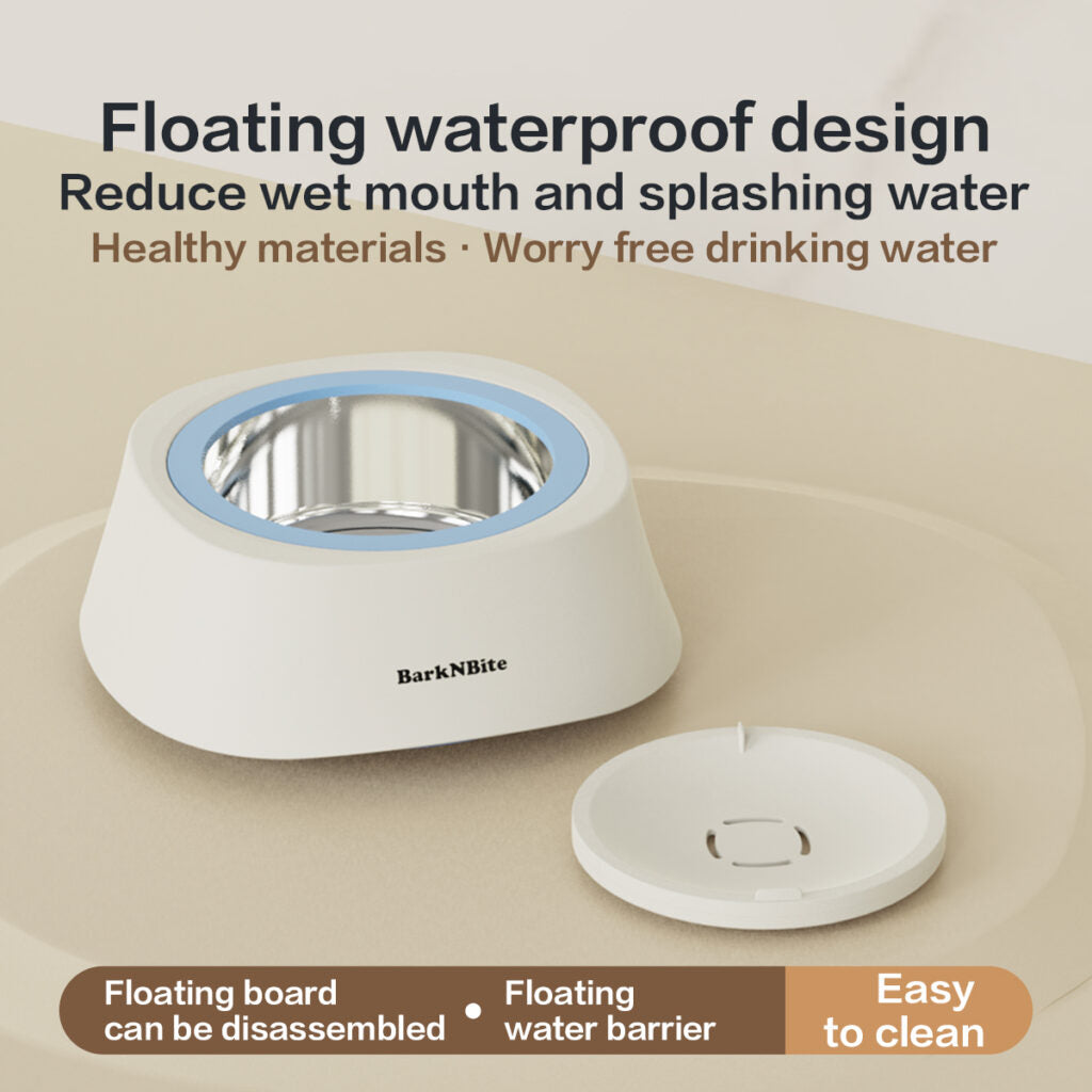 Floating Pet Water Bowl | 1200mL 304 Stainless Steel Liner, Splash-Proof & Removable Design, Neck-Friendly Drinking Dish for Cats & Dogs