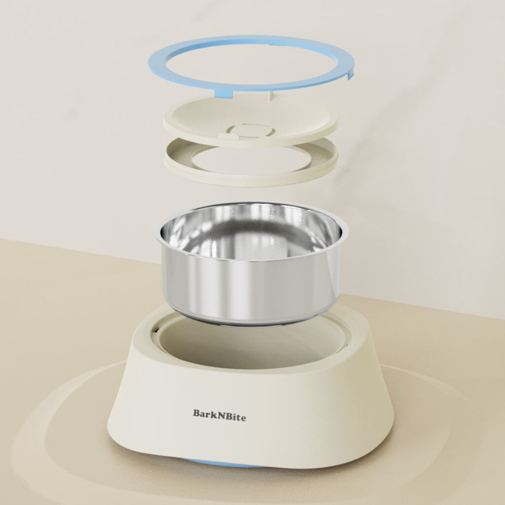 Floating Pet Water Bowl | 1200mL 304 Stainless Steel Liner, Splash-Proof & Removable Design, Neck-Friendly Drinking Dish for Cats & Dogs