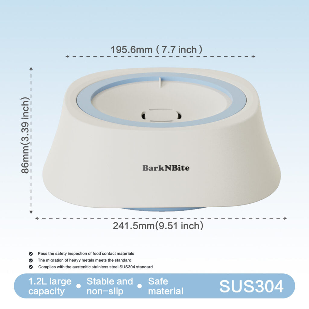 Floating Pet Water Bowl | 1200mL 304 Stainless Steel Liner, Splash-Proof & Removable Design, Neck-Friendly Drinking Dish for Cats & Dogs