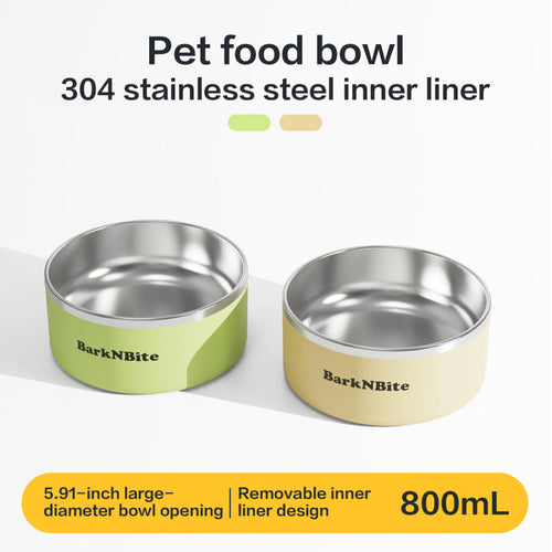 800mL Large Capacity Stainless Steel Pet Bowl – Anti-Slip & Tip-Resistant Food/Water Bowl for Cats, Puppies & Small Dogs Under 12kg