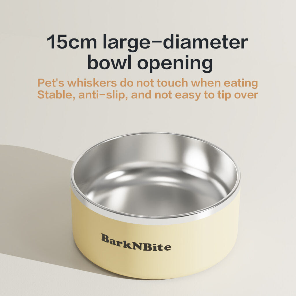 800mL Large Capacity Stainless Steel Pet Bowl – Anti-Slip & Tip-Resistant Food/Water Bowl for Cats, Puppies & Small Dogs Under 12kg