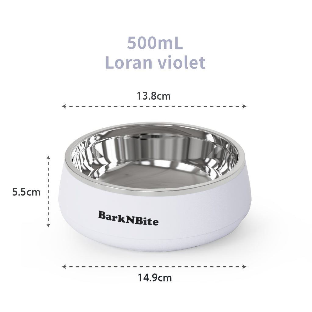 500mL Cream White Stainless Steel Pet Bowl – Anti-Slip & Tip-Resistant Dog & Cat Food/Water Bowl for Small to Medium Pets