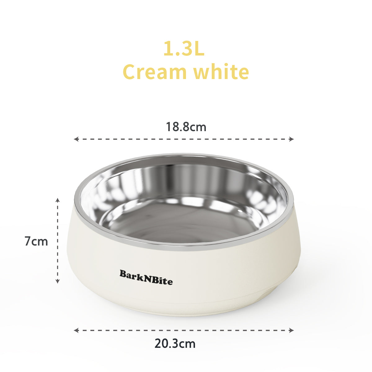 BarkNBite 304 Stainless Steel Pet Bowl | 1300mL Large Capacity, Non-Slip & Tip-Resistant Design, Wide Mouth for Neck-Friendly Feeding – Suitable for Cats & Dogs