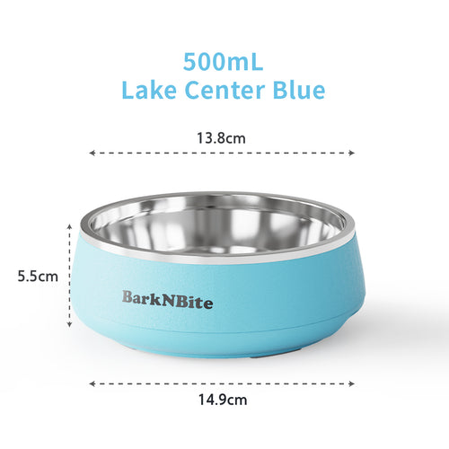500mL Cream White Stainless Steel Pet Bowl – Anti-Slip & Tip-Resistant Dog & Cat Food/Water Bowl for Small to Medium Pets