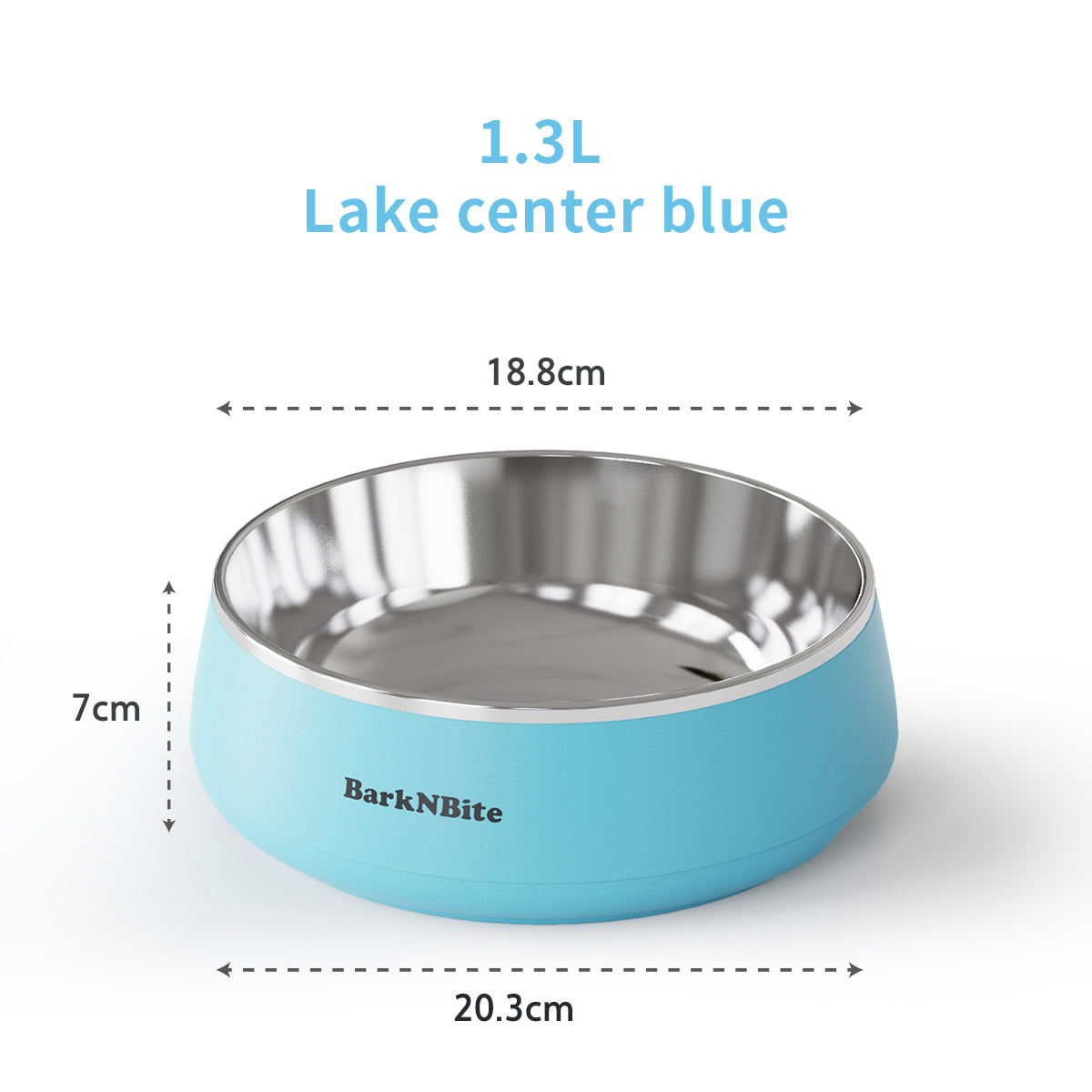 BarkNBite 304 Stainless Steel Pet Bowl | 1300mL Large Capacity, Non-Slip & Tip-Resistant Design, Wide Mouth for Neck-Friendly Feeding – Suitable for Cats & Dogs