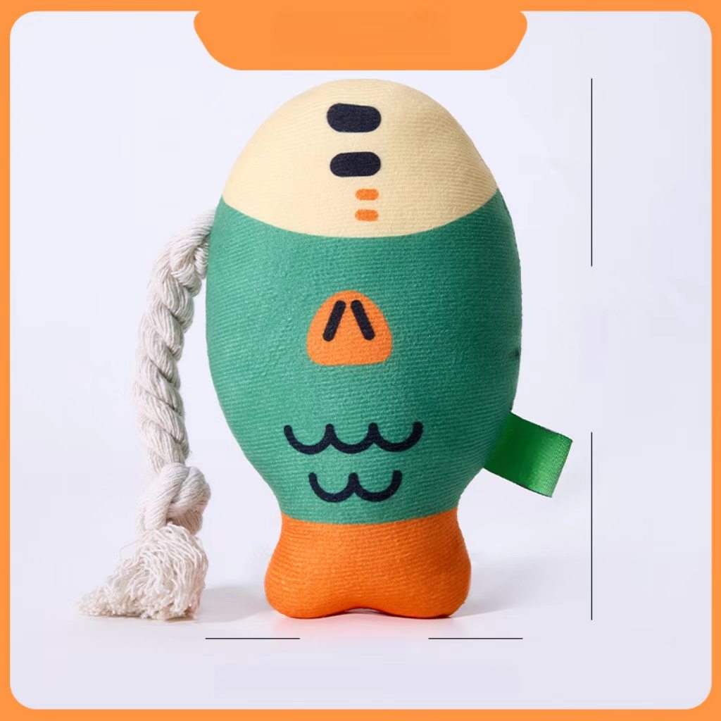 New-style sound-producing dog toy – a realistic plush fathead fish designed for teething and dental cleaning, providing entertainment and alleviating boredom. Made of cotton rope, this pet toy is ideal for pets.