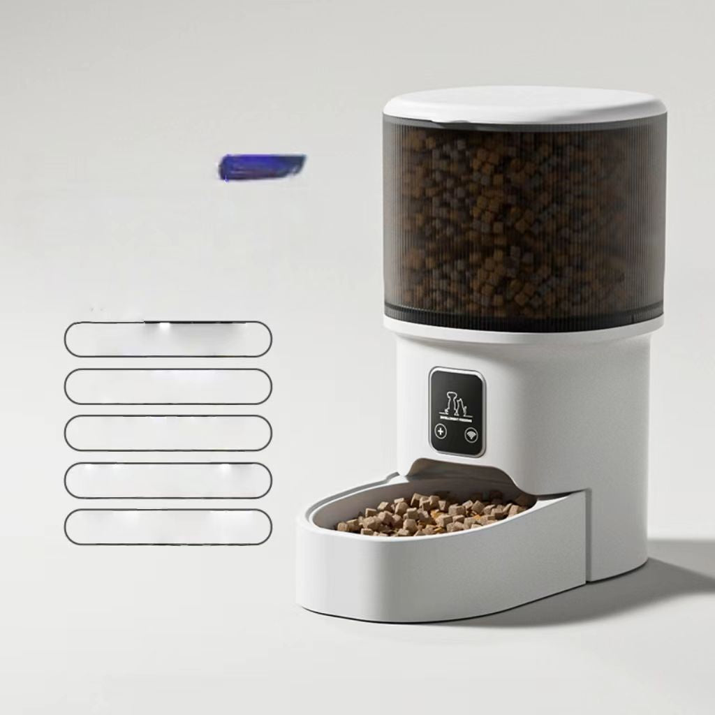 Pet automatic feeder, mobile phone/WiFi/Bluetooth timer control, smart feeding device with grain dispensing function, suitable for cats and other pets.