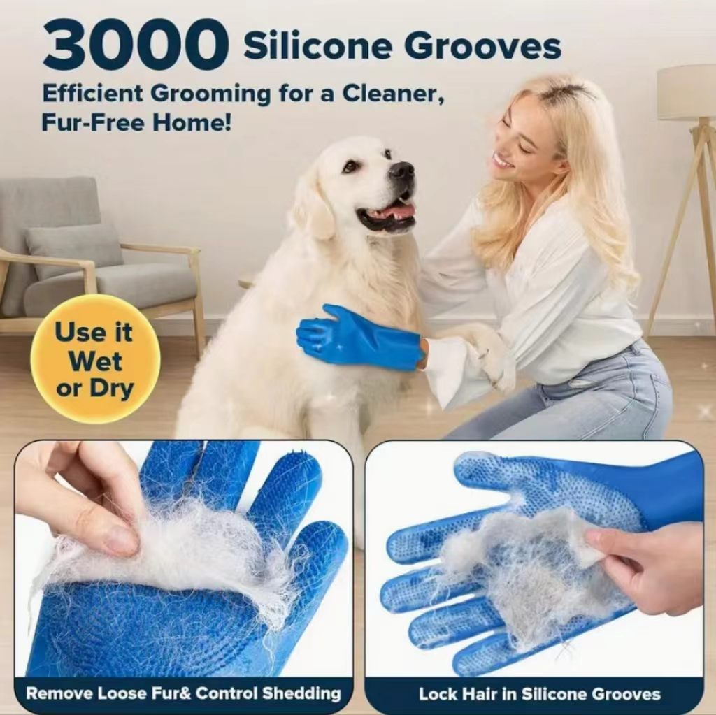 2PCS Pet Grooming Tools - Double-Sided Brush for Shedding and Bathing, Suitable for Short/Long Haired Dogs Cats and Horses, Deshedding Dog Brush, Mane & Tail Combs for Horses - Pet Supplies (Blue)
