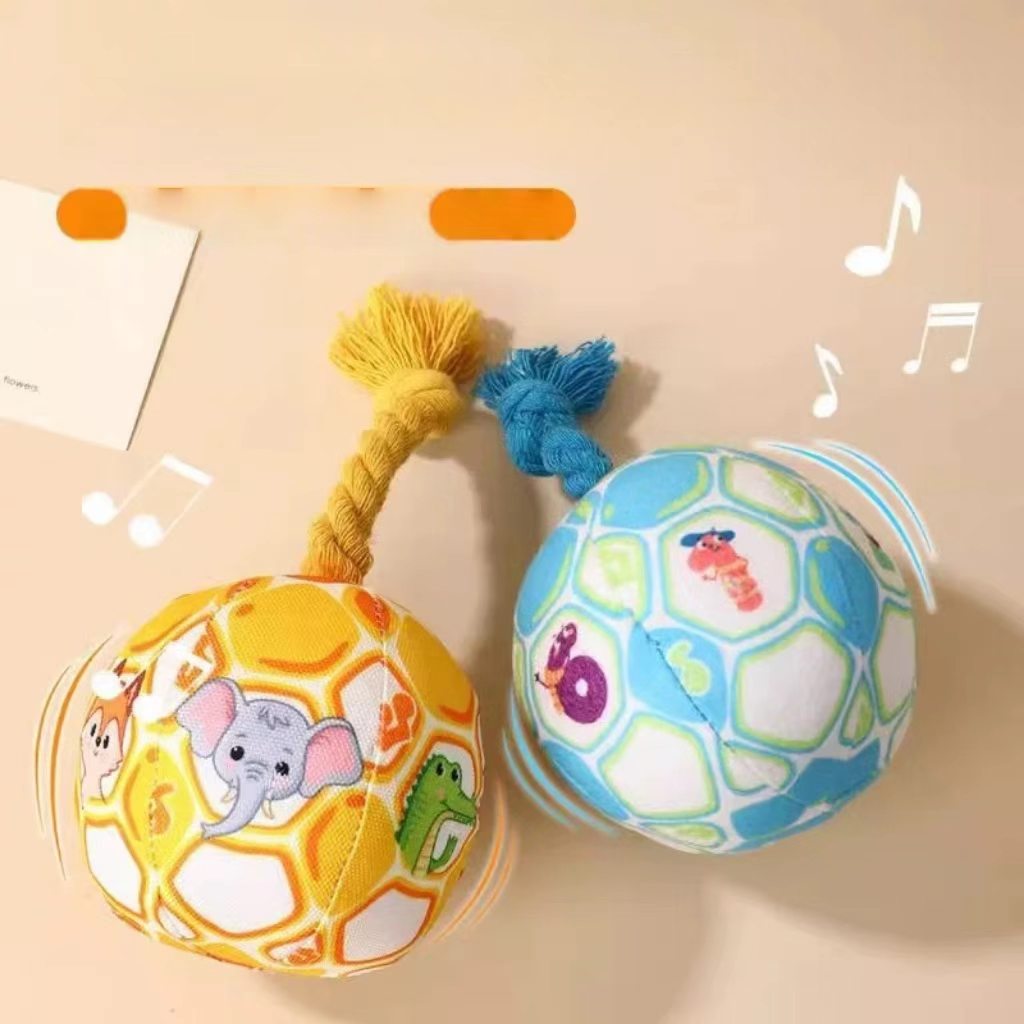 Dog toy ball that makes sounds to alleviate boredom, helps with teething, and is durable for chewing – suitable for small pet dogs like Yorkshire Terriers and Poodles – pet accessory.