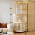 A single-item drop-shipping product: a luxurious cat villa with a spacious, open circular cat toilet integrated into a cat cabinet and cat shelter.