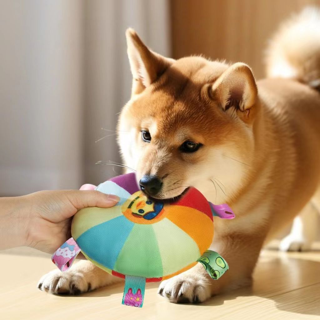Fun Dog Frisbee Plush Sound-Producing Toy – Puppy Frisbee for Teething, Pet Intelligence-Enhancing Toy, Designed for Training.
