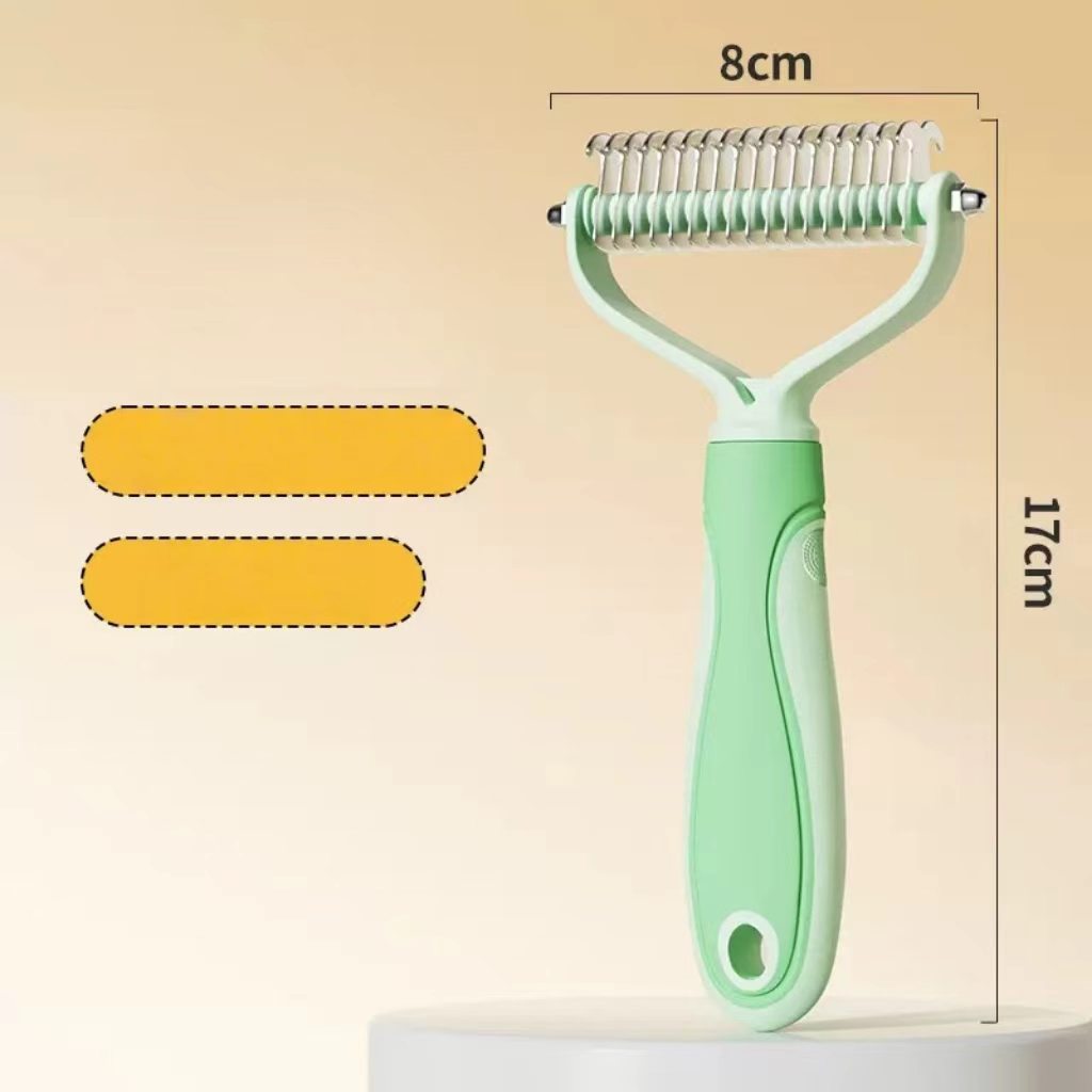 Pet comb (double-sided, with detachable teeth), stainless steel cat and dog comb, cleaning and grooming brush, fur removal comb, pet brush.