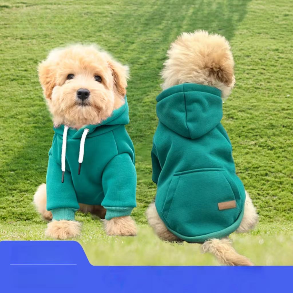 New style hooded cross-border pet sweatshirt – suitable for small to medium-sized dogs (e.g., Teddy or Pomeranian breeds) in autumn and winter (with lining).