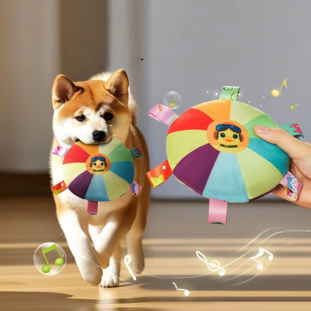 Fun Dog Frisbee Plush Sound-Producing Toy – Puppy Frisbee for Teething, Pet Intelligence-Enhancing Toy, Designed for Training.