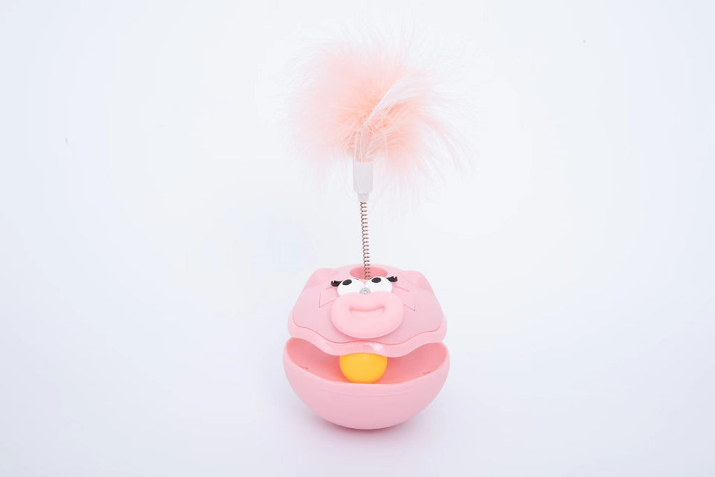 New cat toy for entertainment and self-amusement – a rotating disc passage, cat-petting stick, pet accessory track, and a large-mouthed toppling doll.