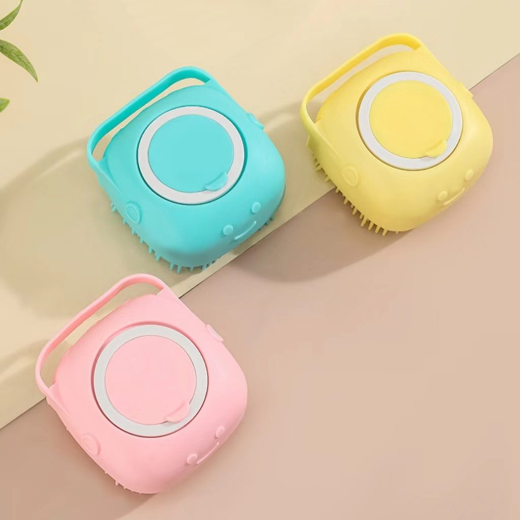 Silicone pet dog cleaning tool – multi-functional bath brush that can be used with liquid, cat scrubbing and massage bathing brush.