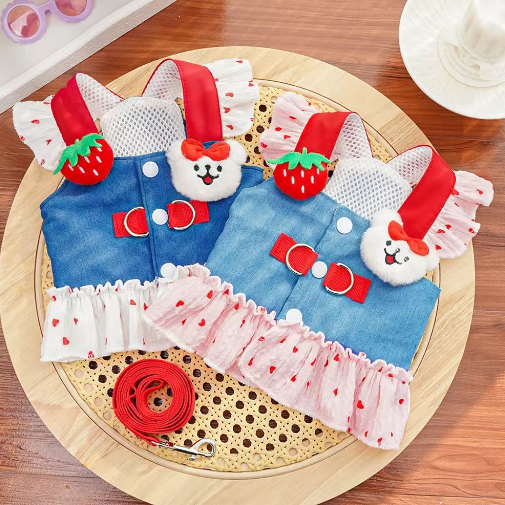 Original chest and back strap pet dog/cat clothing (Teddy, Pomeranian, French Bulldog, Schnauzer, cat dress, dog accessories)