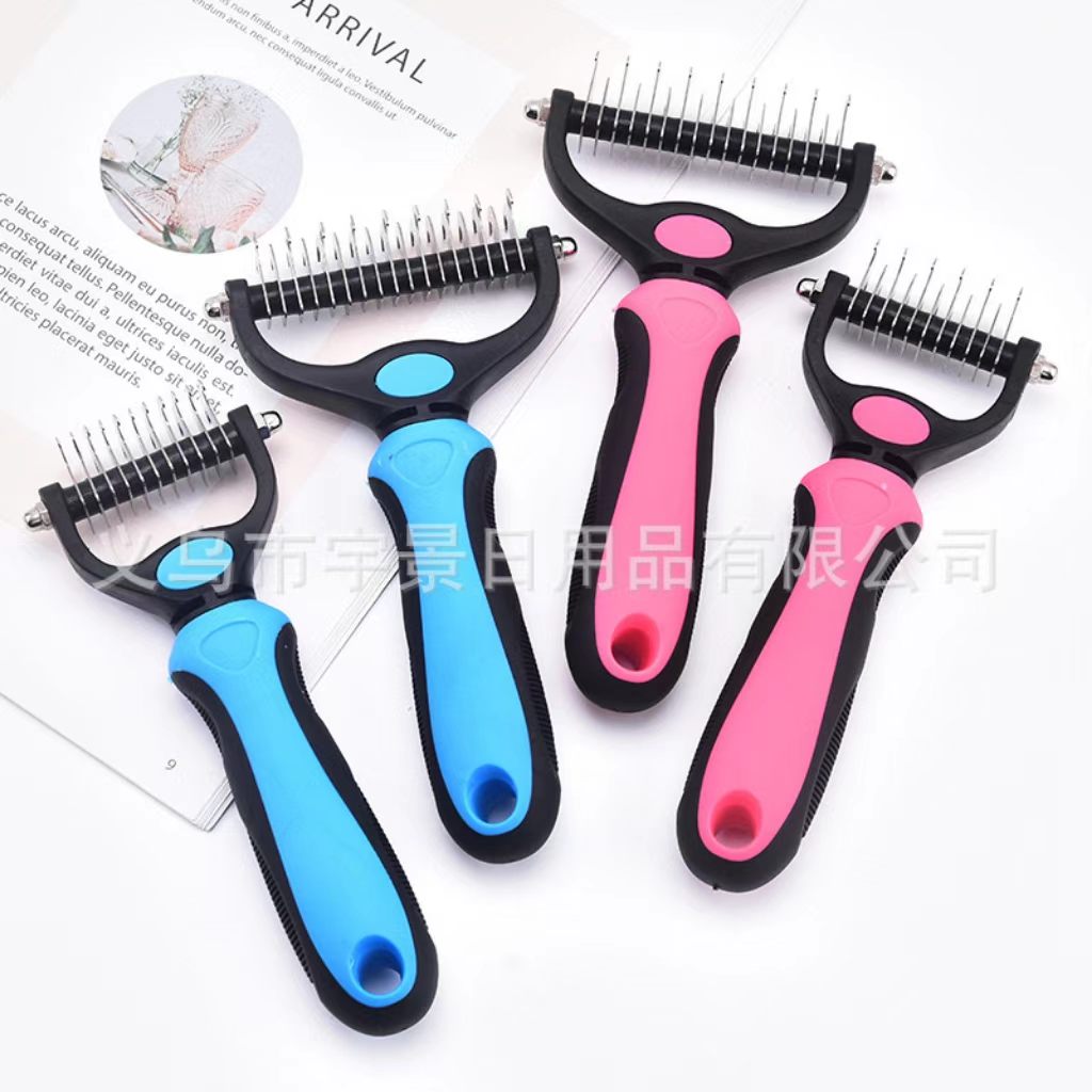 Pet comb (double-sided, with detachable teeth), stainless steel cat and dog comb, cleaning and grooming brush, fur removal comb, pet brush.