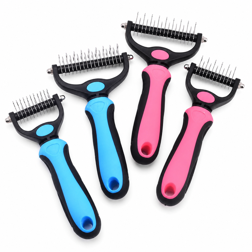 Pet comb (double-sided, with detachable teeth), stainless steel cat and dog comb, cleaning and grooming brush, fur removal comb, pet brush.