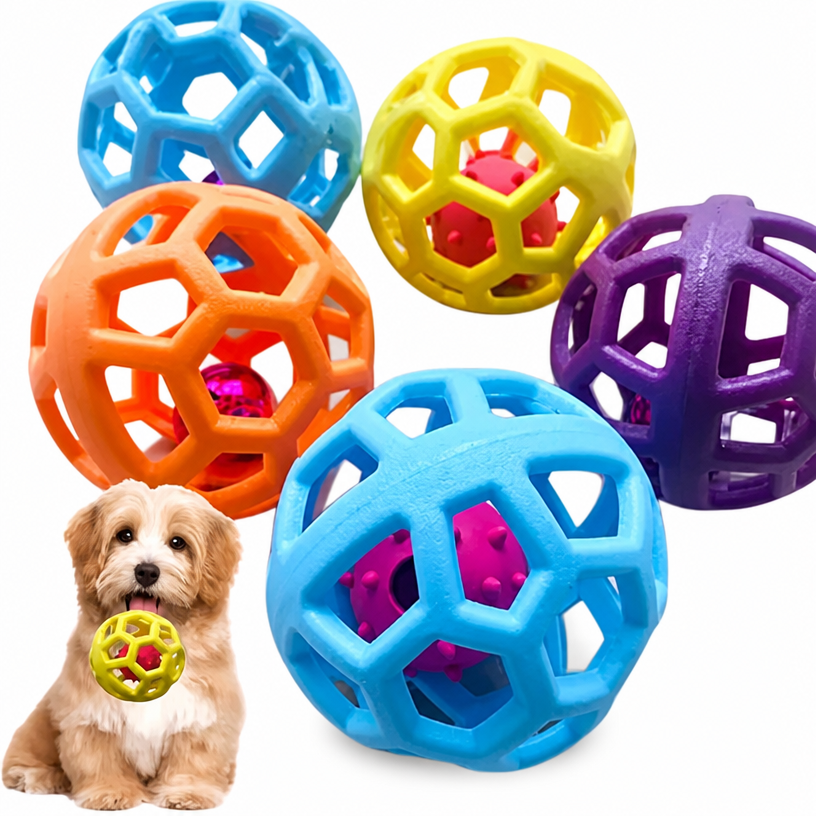 Colorful Interactive Hollow Dog Ball Toy with Rope – Fun Fetch and Play Toy